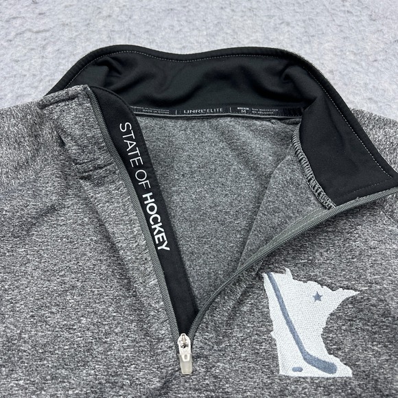UNRL Elite 1/4 Zip Men's Medium Gray Pullover Performance Minnesota Hockey State - Picture 4 of 14